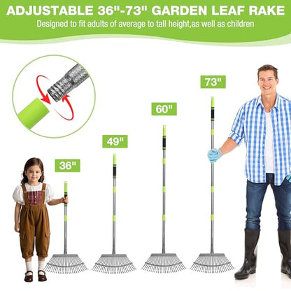 WORKPRO Rakes, Small Leaf Rake with 73” Adjustable Long Handle - size: 25 TINE