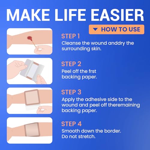 Large Waterproof Bandages 6x6 Silicone Foam Dressing Sensitive Skin, 5 PCS - style: 6"X6"(5PCS)