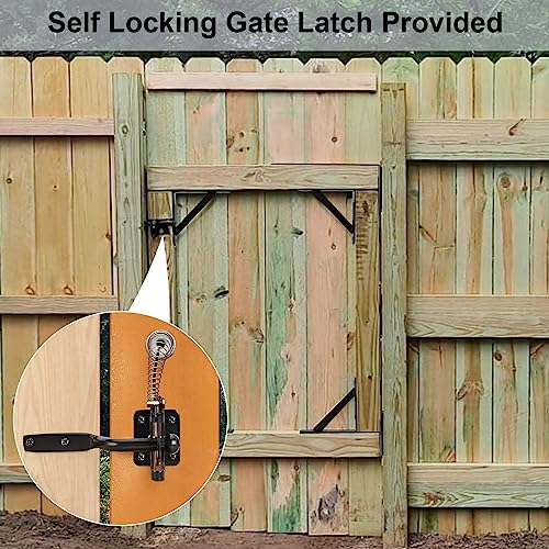 Mofeez Fence Gate Kit Iron Gate Hardware with Gate Latch for Wooden Fences Shed Doors Heavy Duty Anti Sag Gate Corner Brace Bracket (Pack of 2) - size: Set of 1 (Pack of 2)