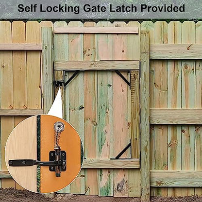 Mofeez Fence Gate Kit Iron Gate Hardware with Gate Latch for Wooden Fences Shed Doors Heavy Duty Anti Sag Gate Corner Brace Bracket (Pack of 2) - size: Set of 1 (Pack of 2)