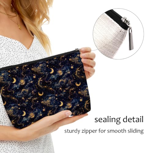 Blue Leaves Navy Starry Night Makeup Bag Moon Star Cosmetic Bag - color: Multicolor 1618