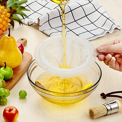 4 Pieces 200 Mesh Filter 5 Inch Food Filter Strainer Nylon Sieve Fine Mesh Plastic Reusable Strainer for Filtering Yogurt Juice Milk Honey Kitchen Whey Grease Coffee Funnels