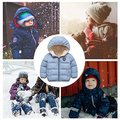 Happy Cherry Boys Girls Winter Thick Jacket Warm Fleece Fur Lining Zipper Hooded Windproof Coat Outwear for 1-7 Years - color: Grey, size: 5-7 Years