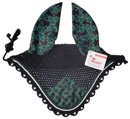 St. Patrick's Day Saddle Pad Set with Matching Ear Bonnet – Shamrock Horse Saddle Blanket & Fly Veil – Lucky Green Equestrian Set for Riding, Shows & Events