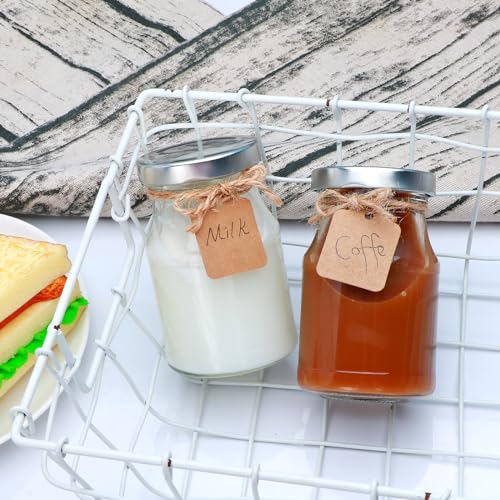 16Pack 6oz Glass Milk Bottles, Glass Jars with Lids | Jelly Jars with Silver Lids, Glass Yogert Jars, Clear Milk Jars Ideal for Jam, Honey, Wedding Favors, Shower Favors - size: 6oz-16pack