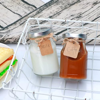 16Pack 6oz Glass Milk Bottles, Glass Jars with Lids | Jelly Jars with Silver Lids, Glass Yogert Jars, Clear Milk Jars Ideal for Jam, Honey, Wedding Favors, Shower Favors - size: 6oz-16pack