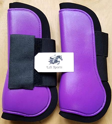 Horse Tendon & Fetlock Boots Jumping Leg Protection Boots Light Weight Support Open Front Brushing (Black (Set of 4))