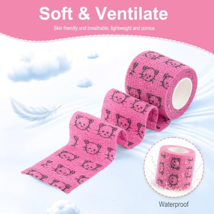 Vet Wrap Cohesive Bandages, Self-Adhesive Bandage Wrap, Breathable Non-Woven Self Adherent Tape for Pet Dog Leg Paw Wound, Horse, Cat, First Aid & Ankle Sprain, 2 Inch, 6 Rolls - color: 6 Rolls C