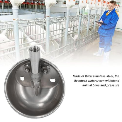 Automatic Pig Waterer, Stainless Steel Livestock Water Feeder with Special Valve System for Pigs Goats Sheep Dogs Cows (Small Size) - size: Small Size