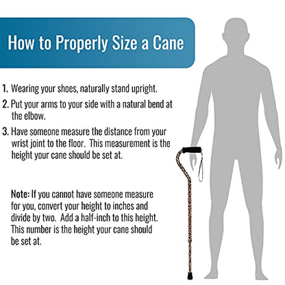 DMI Adjustable Designer Cane with Offset Handle - color: Leopard, size: 1 Count (Pack of 1)