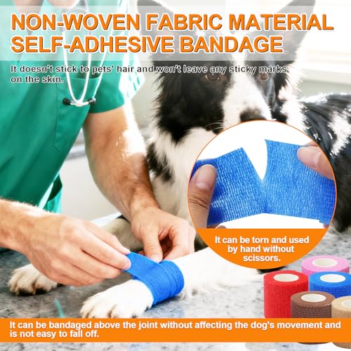 10 Pack Self Adhesive Bandage Wrap Pet Breathable First Aid Cohesive Gauze - color: Solid Color