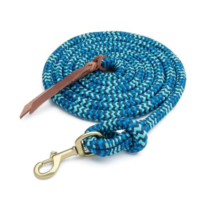 Weaver Equine 10' Performance Lead Rope, Brass-Plated Snap - color: Navy/Royal Blue/Turquoise