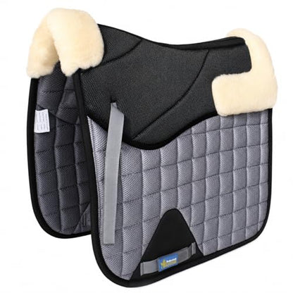 CHALLENGER Horse English Quilted Dressage Square Contoured Lightweight Trail Saddle Pad 72TS30 - color: Grey /Black, size: 25" Spine x 22" Drop