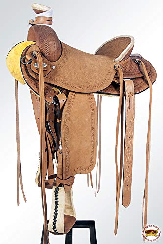HILASON Western Wade Ranch Roping Saddle Brown Leather - size: 15 In