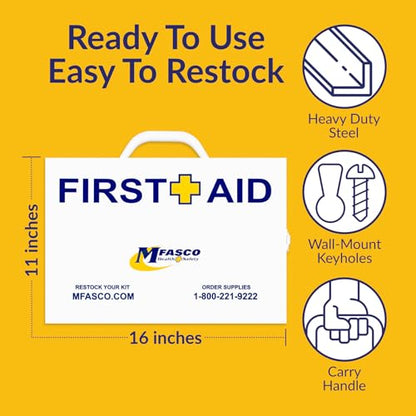 MFASCO First Aid Cabinet ANSI OSHA Class B 2 Shelf Metal Box 226 Pieces - size: 2 Shelf, style: Standard ANSI/OSHA