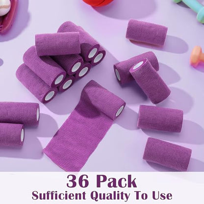 Treela 36 Pcs Self Adherent Bandage 4" X 5 Yard Wrap Breathable - color: Purple, size: 4" X 5 Yard
