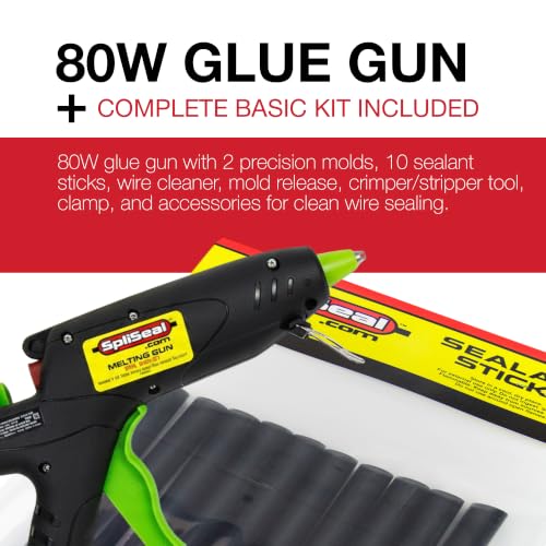 Basic Wiring Sealing Kit - 2 Connector Molds, 80W Glue Gun, 50 Butt Connectors, 10 Sealant Sticks, Crimper/Stripper Tool, Mold Release & Wire Cleaner - Reliable Wire Splice Seal Kit - style: Basic Wiring Sealing Kit