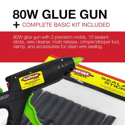 Basic Wiring Sealing Kit - 2 Connector Molds, 80W Glue Gun, 50 Butt Connectors, 10 Sealant Sticks, Crimper/Stripper Tool, Mold Release & Wire Cleaner - Reliable Wire Splice Seal Kit - style: Basic Wiring Sealing Kit