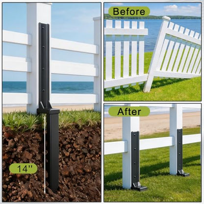 2 Pcs 30" Fence Post Repair Kit for Fix 4x4|6x6 Fence Post - size: 2 Pcs