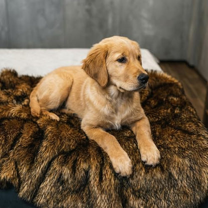 IHAPPYDOG Faux Fur Dog Blanket, Waterproof Couch Cover, Brown 60"x50" - color: Brown, size: 60" x 50"