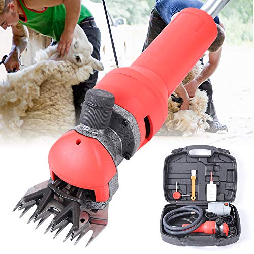 TFCFL Professional Sheep Shears 750W, Farm Electric Clippers for Goats, Alpaca, Llamas, Horse, Cattle, Large Dog Farm Livestock, Heavy Duty Potable Animal Hair Fur Grooming Cutter (Red) (750W)