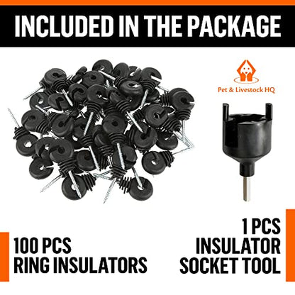 Pet & Livestock HQ - 3280ft Electric Polywire Fence with 5 Mile Charger and 100 Insulators - 3 Product Bundle