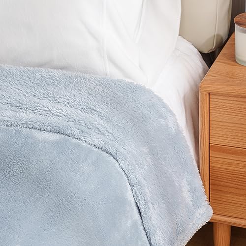 Berkshire Blanket Classic Extra-Fluffy™ Plush Blanket Twin Size, Soft Fuzzy Fluffy Long Hair Blanket for Couch Sofa Bed, Blue Mist, 60x92 Inches - color: Blue Mist, size: Twin/Twin XL