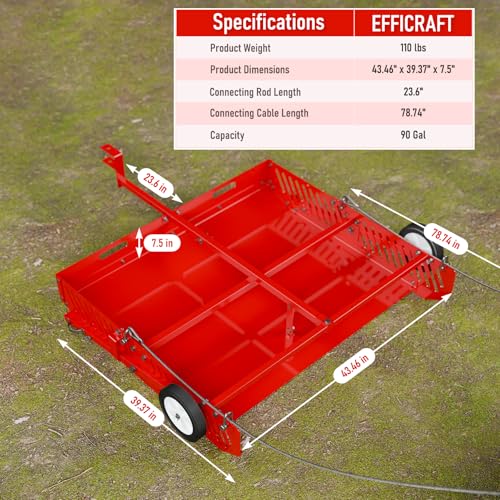 Efficraft Replaces Manure Fork 2-in-1 Manure Scoop & Tow Behind Trailer, Yard Sweeper for Horse Manure - Heavy Duty Drag Manure Collector,