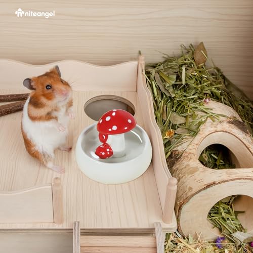 Niteangel Hamster Feeding & Water Bowls: Mushroom Ceramics & Chew-Resistant - size: Water Bottle