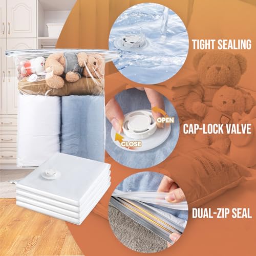 TAILI 12 Pack Vacuum Storage Bags, Jumbo Size (31×40 inch), Cream - size: 12 Jumbo