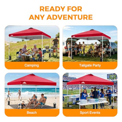 EAGLE PEAK 10x10 Pop Up Canopy Tent Easy Up Canopy Outdoor, Red - color: Red, size: 10x10
