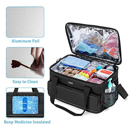 Trunab Large Insulated Medical Bag with Dividers, Easy-Clean Trauma Pouch - color: Black, size: X-Large