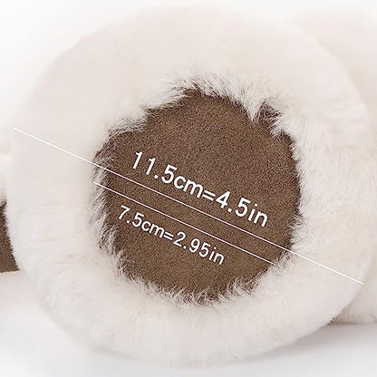 MaxW Wool Ear Muffs for Winter Women Men Fluffy Earmuffs Soft Cozy Ear Warmers Outdoor Ear Covers for Cold Weather - color: A-dark Chestnut