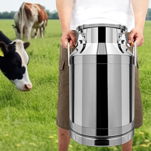 30L/8 Gallon Stainless Steel Milk Can,Heavy Duty Milk Jug Milk Bucket Wine Pail Bucket Bottle Stainless Steel with Sealed Lid for Milk and Wine Liquid Storage (40L/10.57 Gallon) - size: 40L/10.57 Gallon