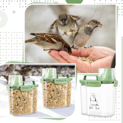 Ripeng 2 Pcs Bird Seed Storage Container,Food Container with Measuring Cup - size: 2.5 L,1.5 L