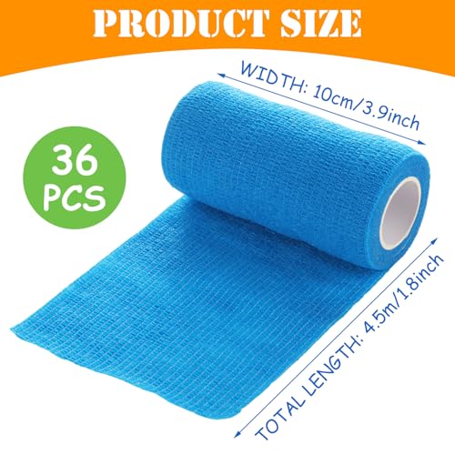 36PCS Self Adhesive Bandage Wrap, 4 Inch × 5 Yard Breathable Elastic Cohesive Bandage Wrap, Athletic Cohesive Tape, Vet Wrap for Wrist, Ankle, Sprains, Swelling(Multicolored)