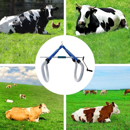 Cow Hip Lift 4410LB,Heavy-Duty Galvanized Steel Stand Assist Device with Non-Slip Rubber Clamp,OB Calving & Birthing Aid for Postpartum Recovery,Dystocia & Lame Cow (0-35.4" Adjustable)
