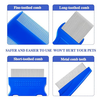 6 Pcs Flea Lice Comb,Stainless Steel Tear Stain Remover,Professional dog eye comb, Flea and Tick Combs for Dogs & Cats, Fine Tooth Dog Comb for Grooming