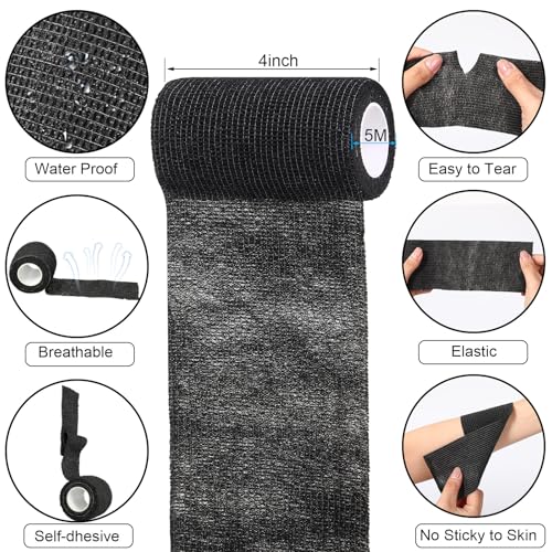 Treela 64 Pack 4" X 5 Yards Self Adhesive Bandage Wrap Black - color: Black, size: 4 Inch X 5 Yard