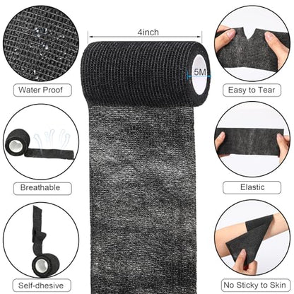 Treela 64 Pack 4" X 5 Yards Self Adhesive Bandage Wrap Black - color: Black, size: 4 Inch X 5 Yard