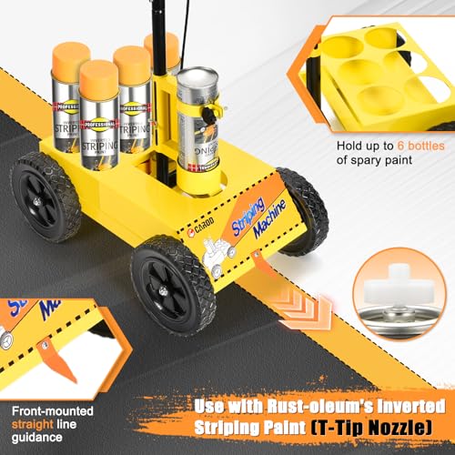 CAROD Striping Line Marking Machine, Parking Lot Striping Machine, Compatible with Professional Inverted Striping Spray Paint, Line Striper Machine for Fast and Accurate Marking, Yellow