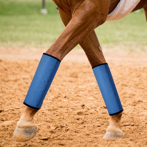 Jexine 8 Pcs Mesh Fly Boots for Horse - color: Dark Gray, Dark Blue