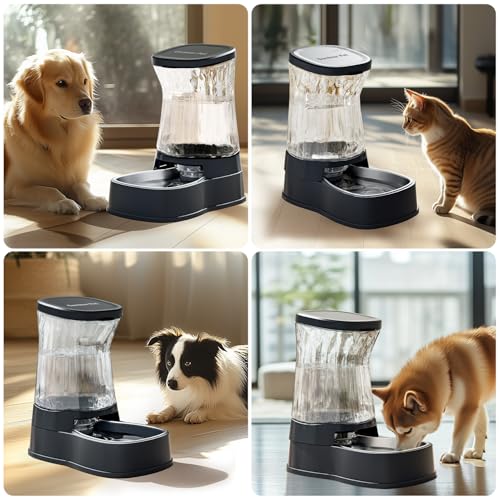Automatic Dog Water Dispenser, Stainless Steel Bowls Feeder, 100% BPA-Free - color: Dark Grey, size: 2.1 Gallon