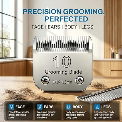 Size 10 Dog Grooming Clipper Blade Compatible with Andis /Wahl KM/Oster A5 - size: S10-2pcs