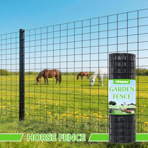 Black PVC Coated Welded Wire Fencing,2"x2" 16 Gauge,48inch H x 100ft L Garden Wire Fence Roll,2/3/4/5/6ft Tall x 50/100 ft Long Vinyl Coating Metal Wire Mesh for Yard,Farm,Dog,Vegetable Protection - color: Black, size: 2"x2" 48inx100ft