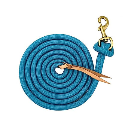 Formay Cowboy Horse Lead Rope 10' x 5/8" Leather Popper Nylon Brass Bolt Snap Green