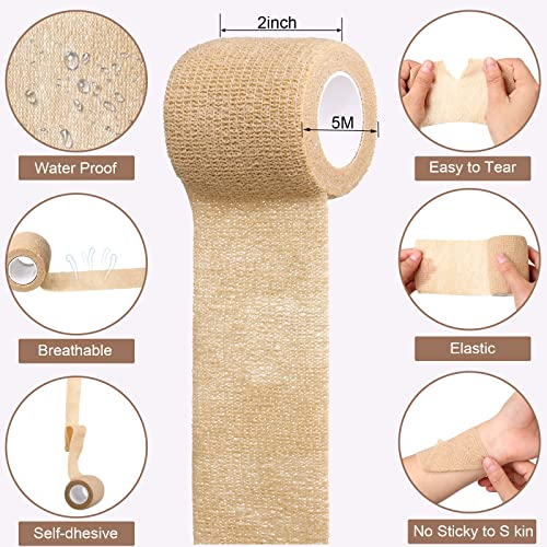 Treela 64 Pack 2" X 5 Yards Self Adhesive Bandage Wrap Beige - color: Beige, size: 2 Inch X 5 Yard