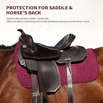 Tackmore All-Purpose Square Quilted Western Saddle Pad, Horse Saddle Pad - color: Burgundy