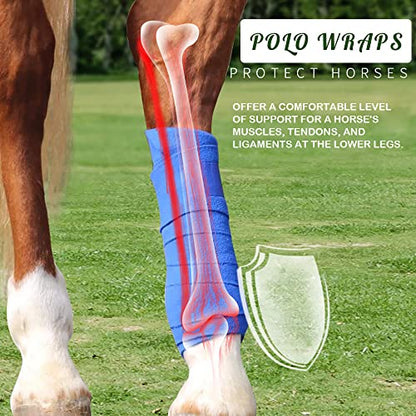 Horse Polo Wraps 2.5m Equestrian Leg Bandage Wrap Set of 4 Packs - color: Blue - 2.5m
