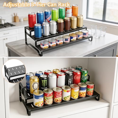 Expandable Can Organizer for Pantry, 3 Tier Metal Canned Food Storage - size: 3tier*1pack